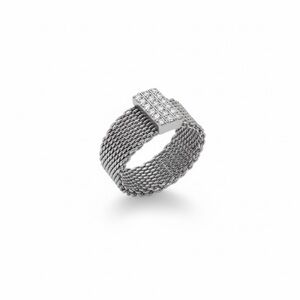 Silver Mesh Rhinestone Ring